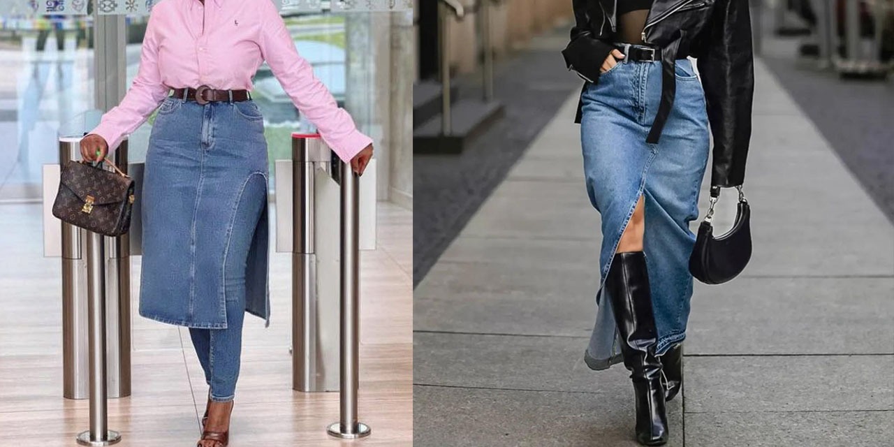 Voici comment porter une jupe jean  lorsqu’on fait – 1,65m